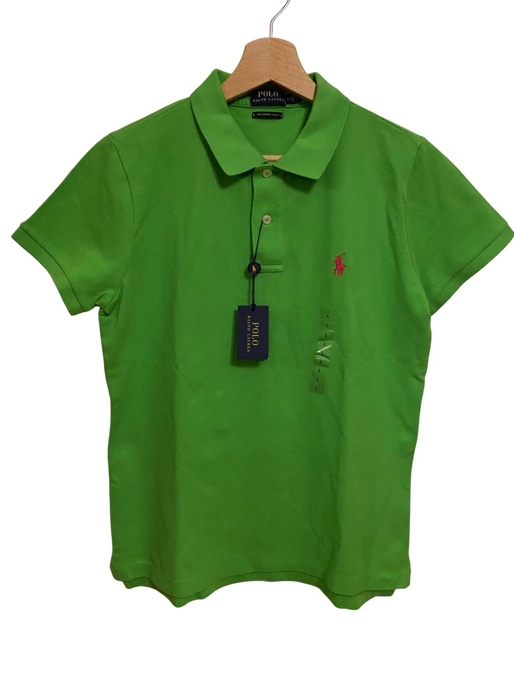 ✨ NWT Polo Ralph Lauren "The Skinny Polo" – Vibrant Lime/Racing Green Size L